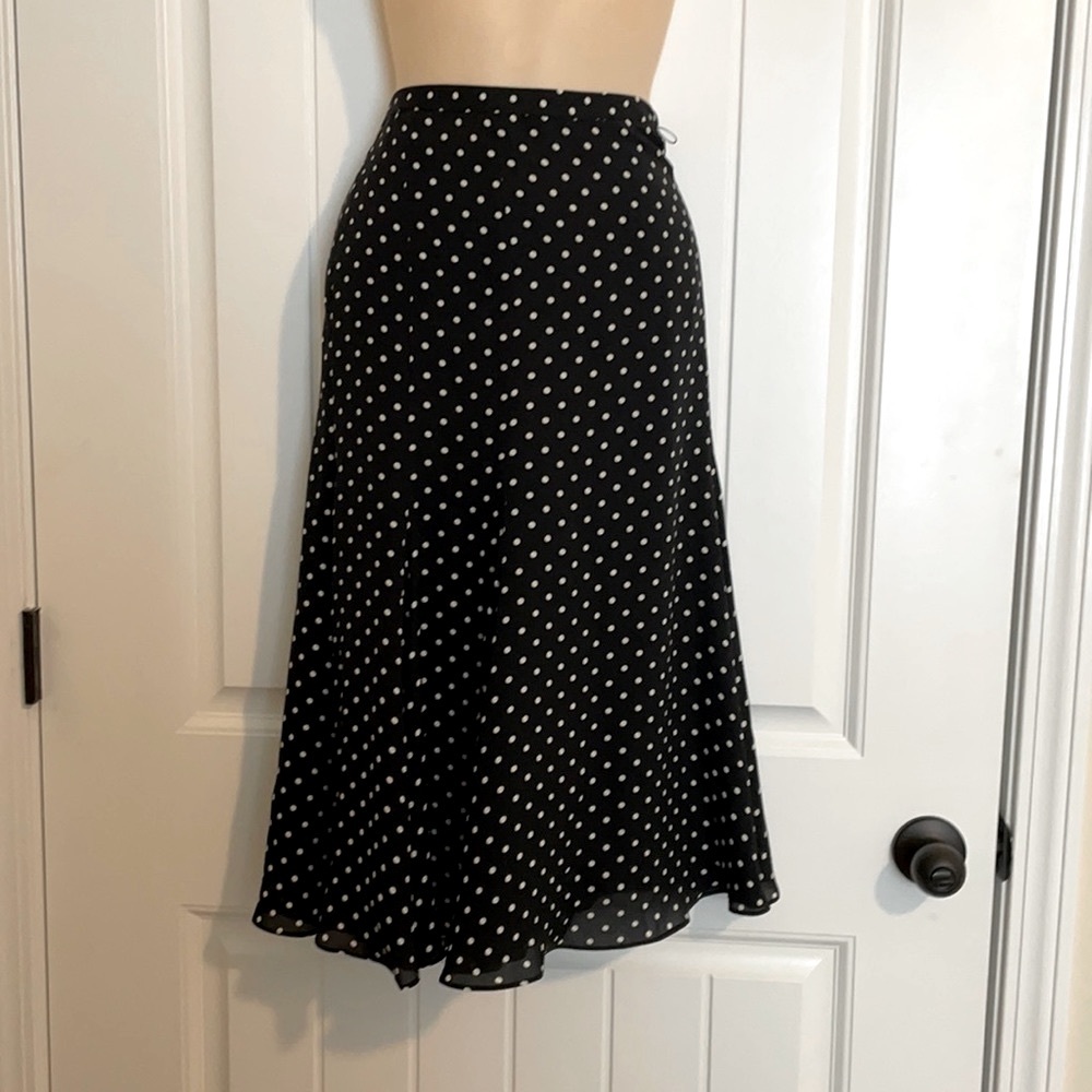 Jones New York Polka Dot Flounce Midi Skirt